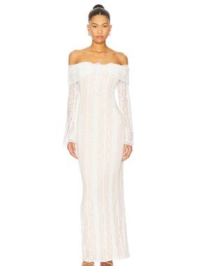 REVOLVE Annabelle off shoulder maxi in white